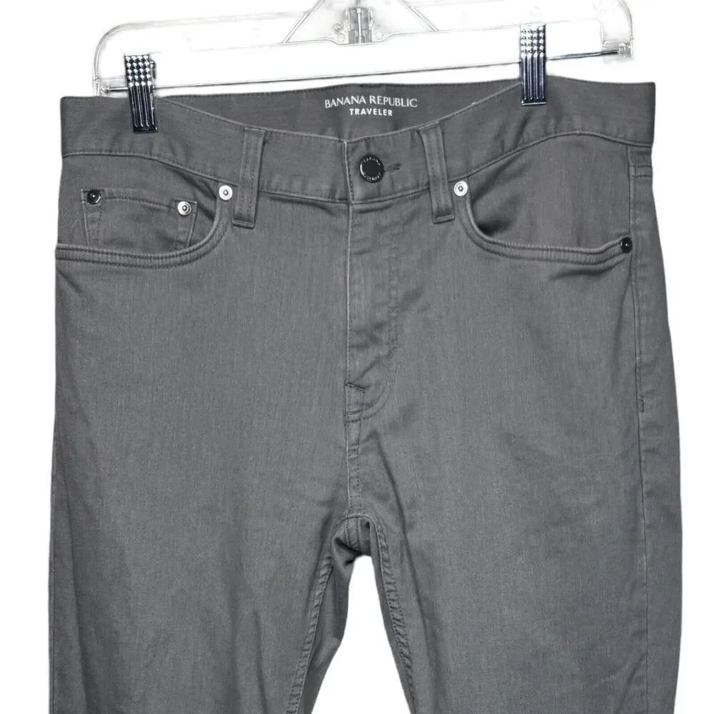 Banana Republic Jeans Men 31x30 Slim Fit Gray Traveler Casual Neutral Minimalist